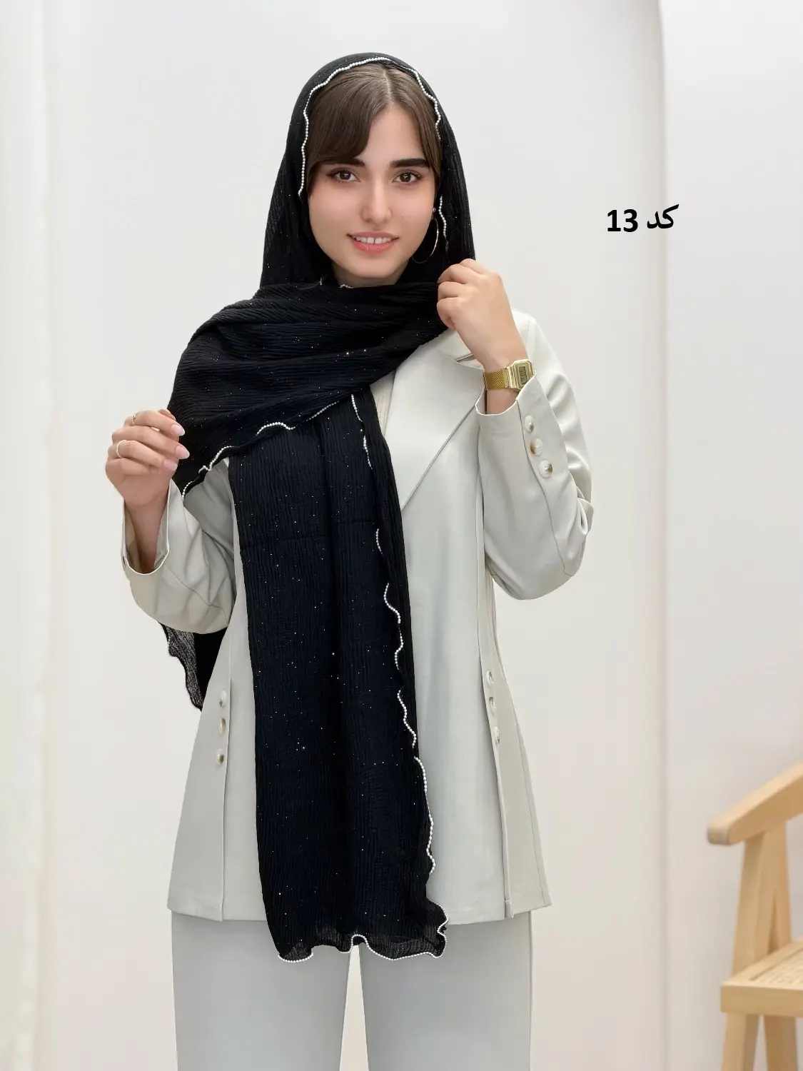 2015-شال وارداتی لبه مروارید